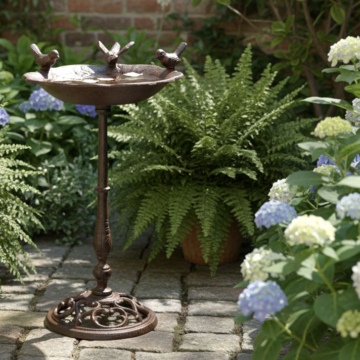 CAST IRON TRIPLE BIRD BATH