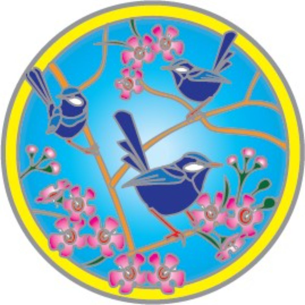 Sunseal Blue Wrens 14cm Window Sticker