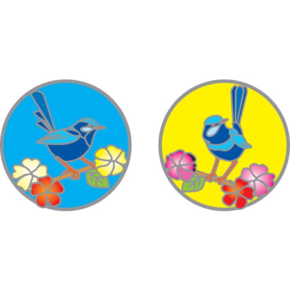 Sunlight Blue Wrens 6cm Window Sticker