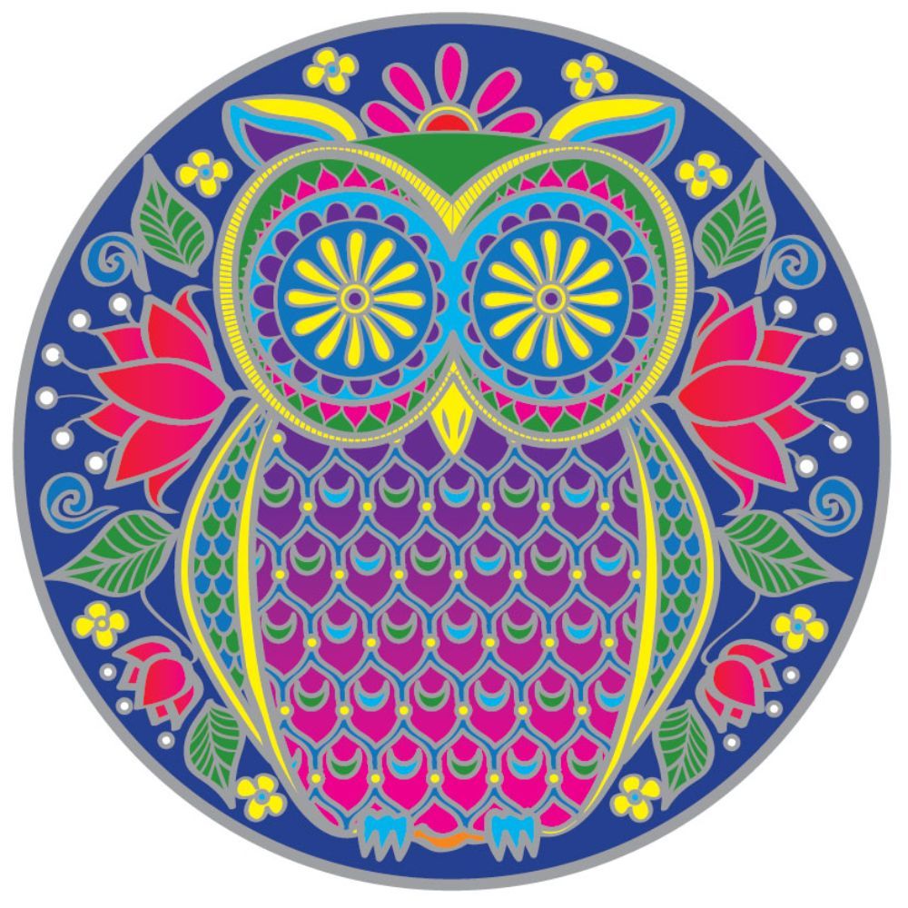 Sunseal Midnight Owl Mandala 14cm Window Sticker