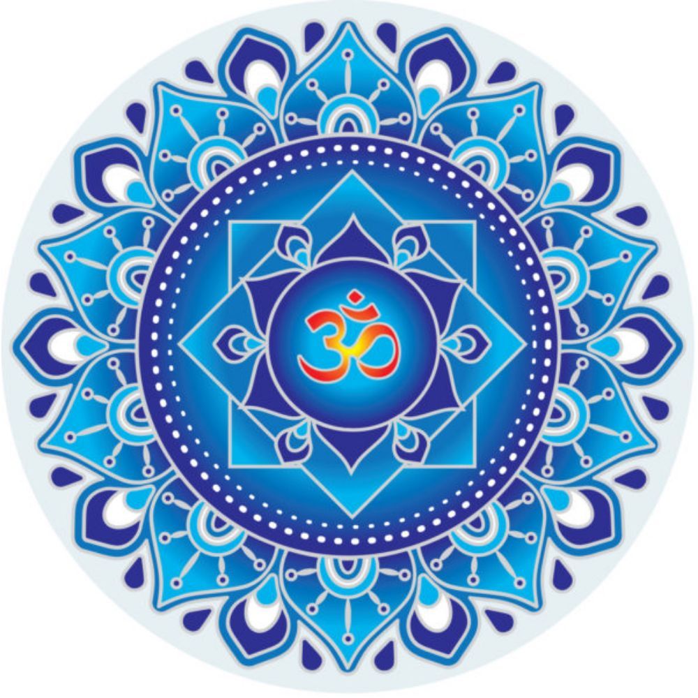 Sunseal Blue Om Mandala 14cm Window Sticker