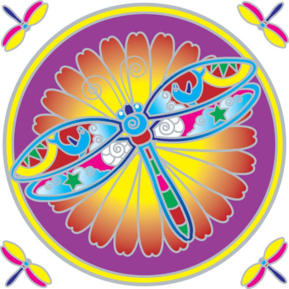 Sunseal Dragonfly Mandala 14cm Window Sticker