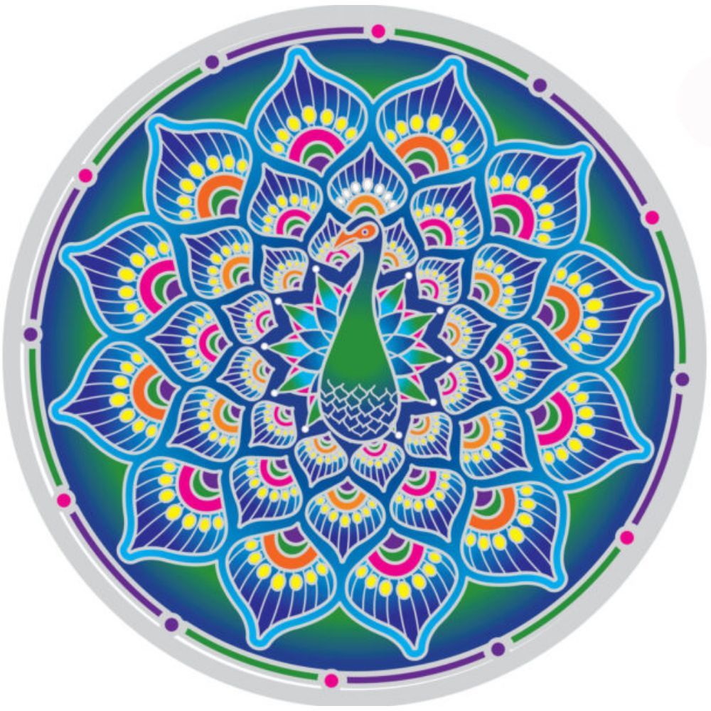 Sunseal Peacock Kaleidoscope Mandala 14cm Window Sticker