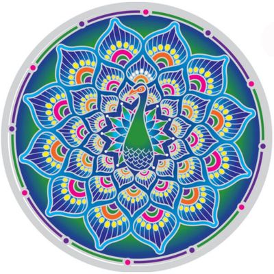 Sunseal Peacock Kaleidoscope Mandala 14cm Window Sticker