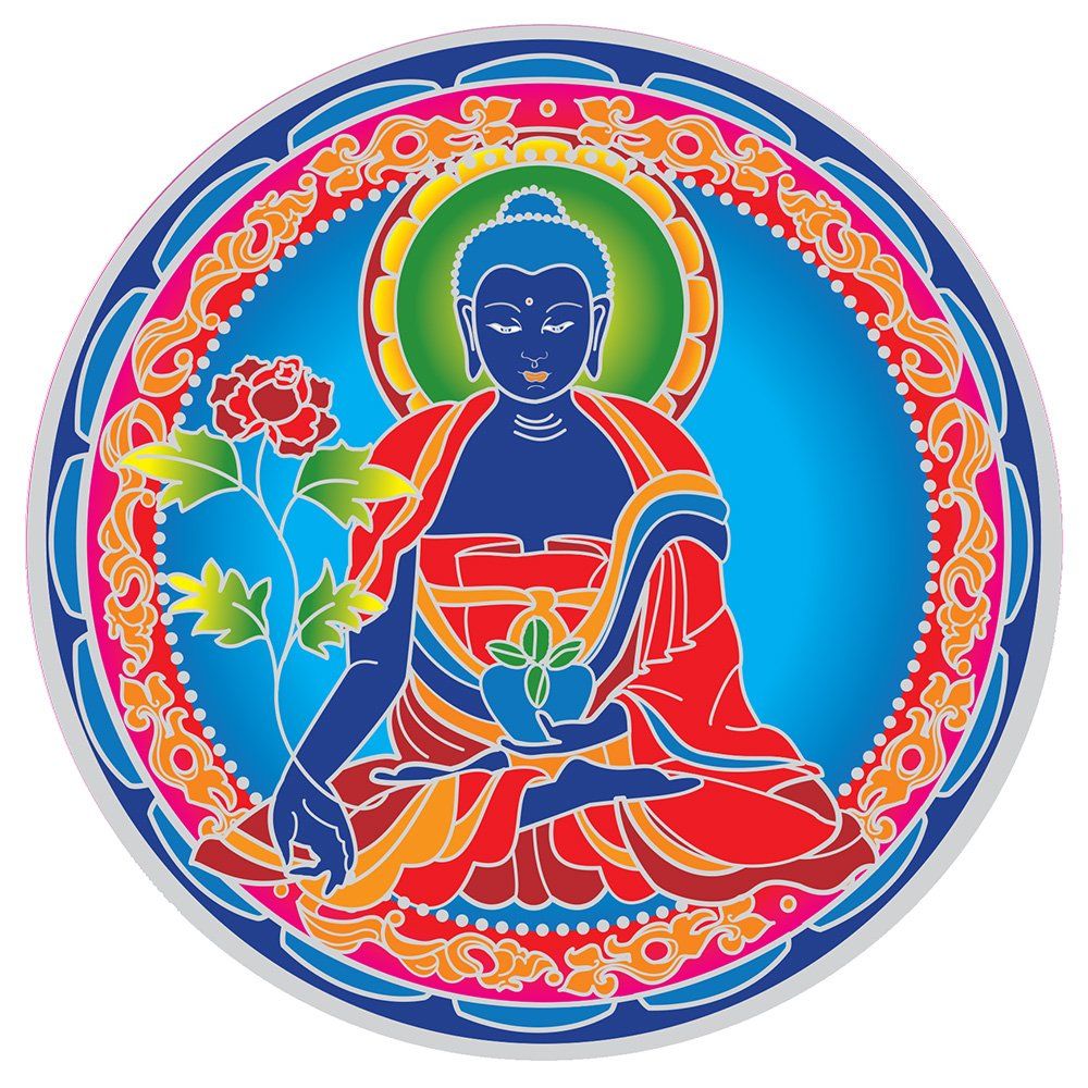Sunseal Blue Medicine Buddha Mandala 14cm Window Sticker