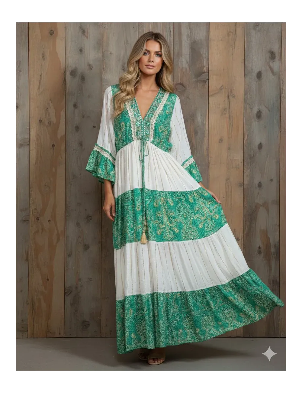 Boho Embroidered Layered Maxi Dress