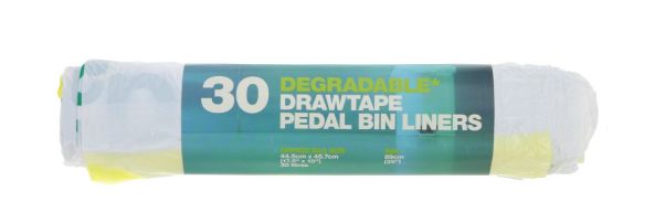 30 degradable drawtape pedal bin liners 20L