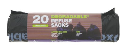 20 degradable refuse sacks 70L