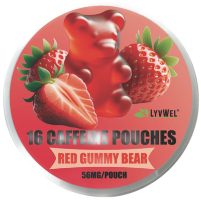 56mg Red Gummy Bear 5-Pack Caffeine Energy Pouches