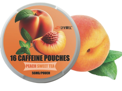 56mg Peach Sweet Tea 5-Pack Caffeine Energy Pouches