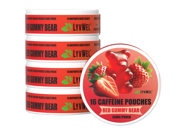 56mg Red Gummy Bear 5-Pack Caffeine Energy Pouches