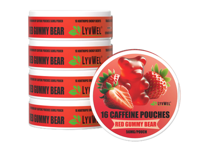 56mg Red Gummy Bear 5-Pack Caffeine Energy Pouches