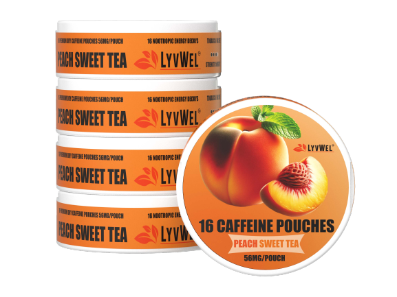 56mg Peach Sweet Tea 5-Pack Caffeine Energy Pouches