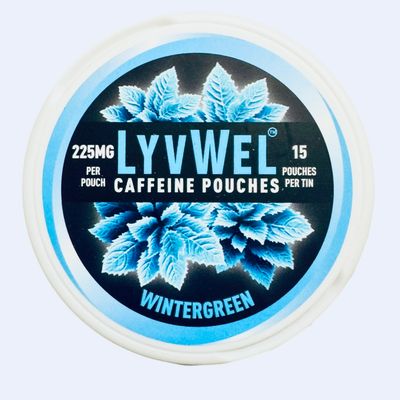 225mg Wintergreen 1 Jar (15 pouches) Caffeine Nootropic Energy Pouches Upper Energy decky