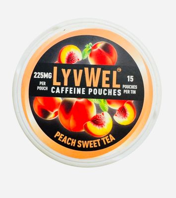 225mg Peach Sweet Tea 1 Jar  (15 pouches) Caffeine Nootropic Energy Pouches Upper Energy decky