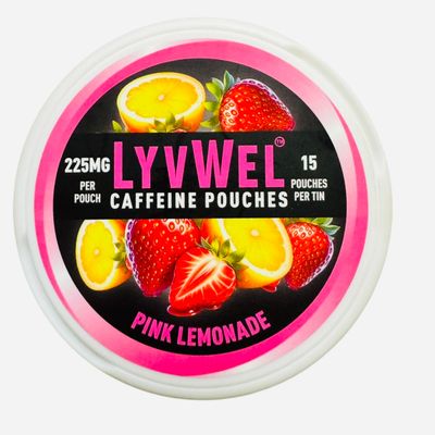 225mg Pink Lemonade 1-Jar (15 pouches) Caffeine Nootropic Energy Pouches Upper Energy decky