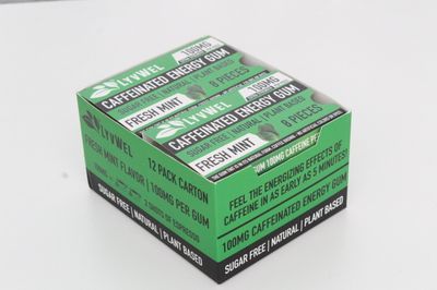 12 packs of Fresh Mint LyvWel Caffeinated Nootropic Energy Gum