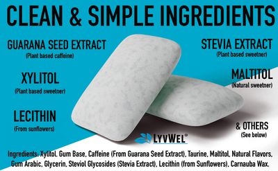 12 packs of Spearmint LyvWel Caffeinated Nootropic Energy Gum
