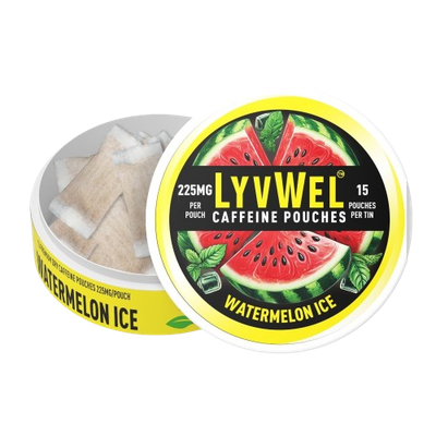 225mg Watermelon 1 Jar (15 pouches) Caffeine Pouch Nootropic Energy Pouches Upper Energy decky