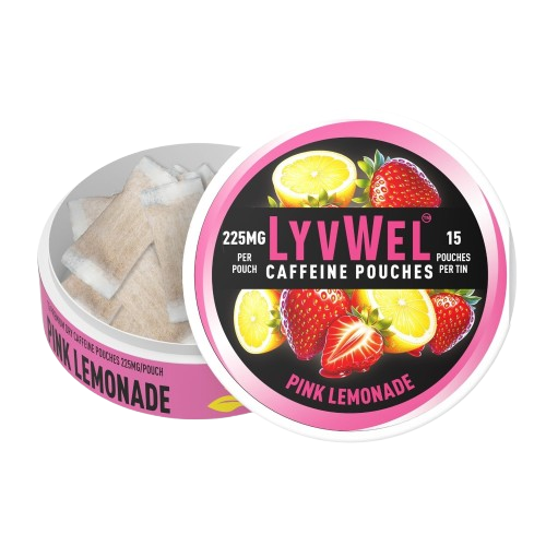 225mg Pink Lemonade 1-Jar (15 pouches) Caffeine Nootropic Energy Pouches Upper Energy decky