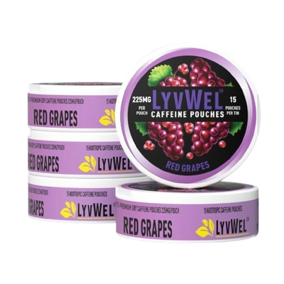 225mg Wild Grapes 5-Pack (15 pouches per jar) 75 pouches Caffeine Nootropic Energy Pouches Upper Energy decky