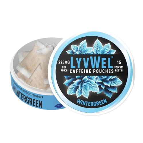 225mg Wintergreen 1 Jar (15 pouches) Caffeine Nootropic Energy Pouches Upper Energy decky
