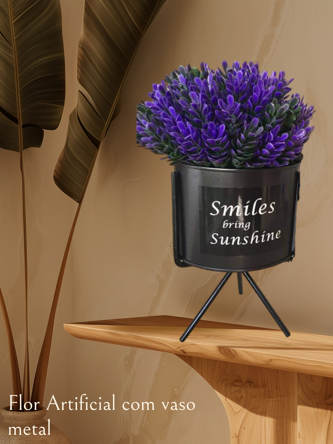 Flor Artificial com vaso metal
