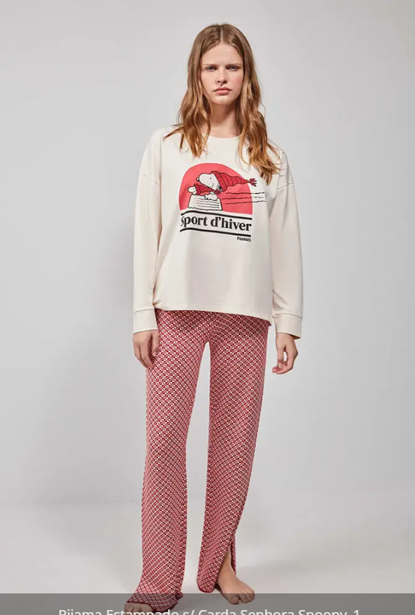 Pijama Estampado s/ Carda Senhora Snoopy