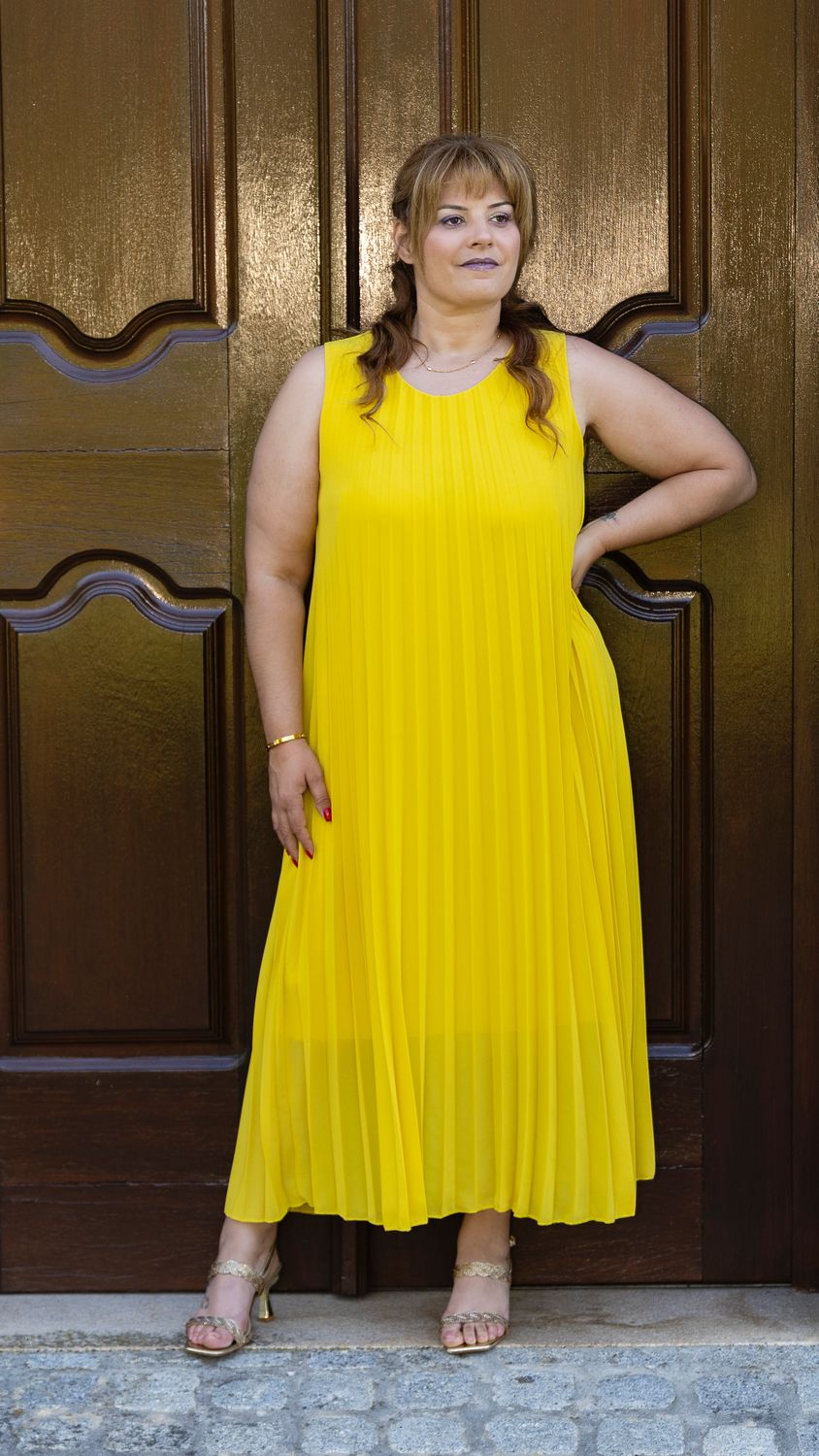 Vestido Plissado comprido