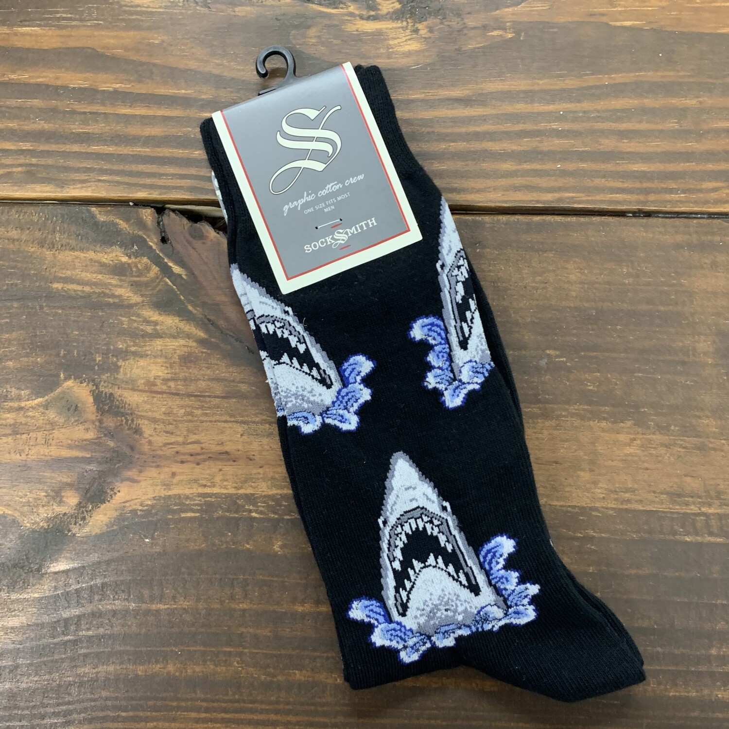 SHARK ATTACK BLK MENS SOCK
