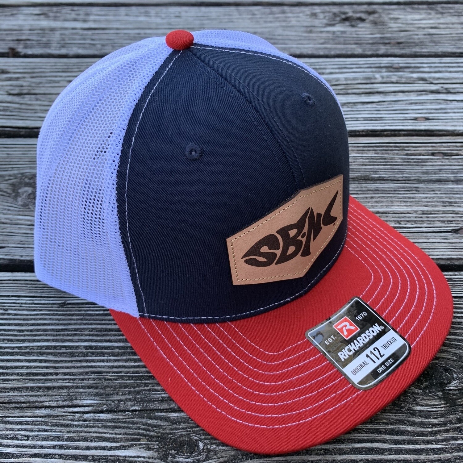 SBNC FISH HEX PATCH CAP NAV/WHT/RED 112