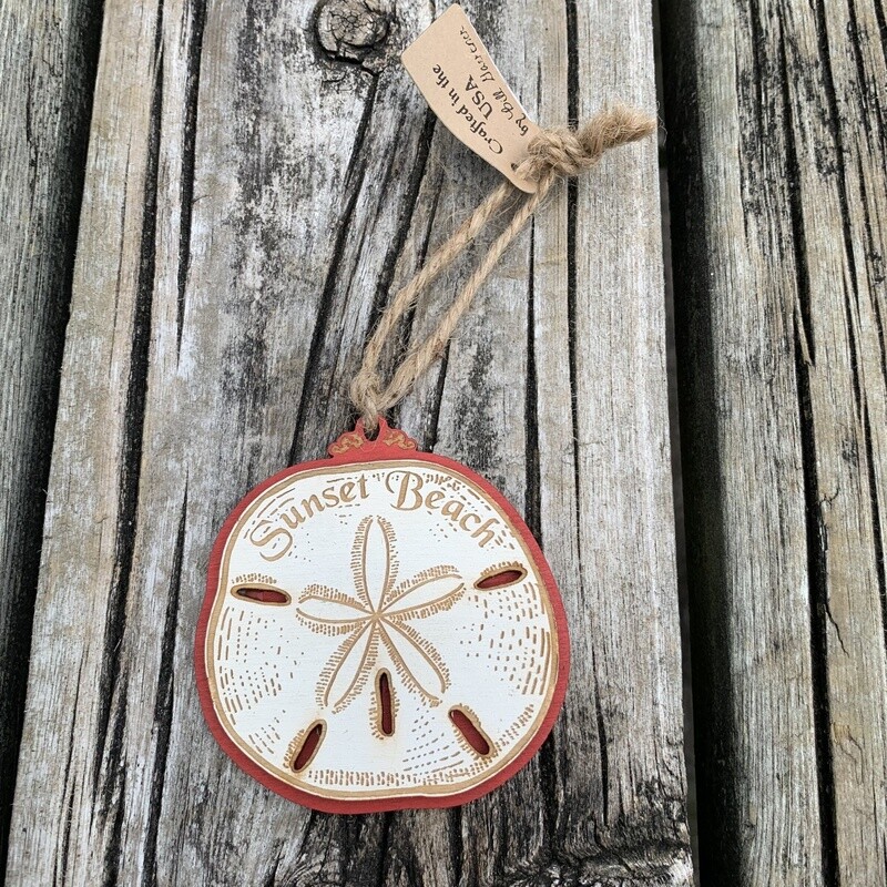 LRG SAND DOLLAR ORNAMENT (RED)