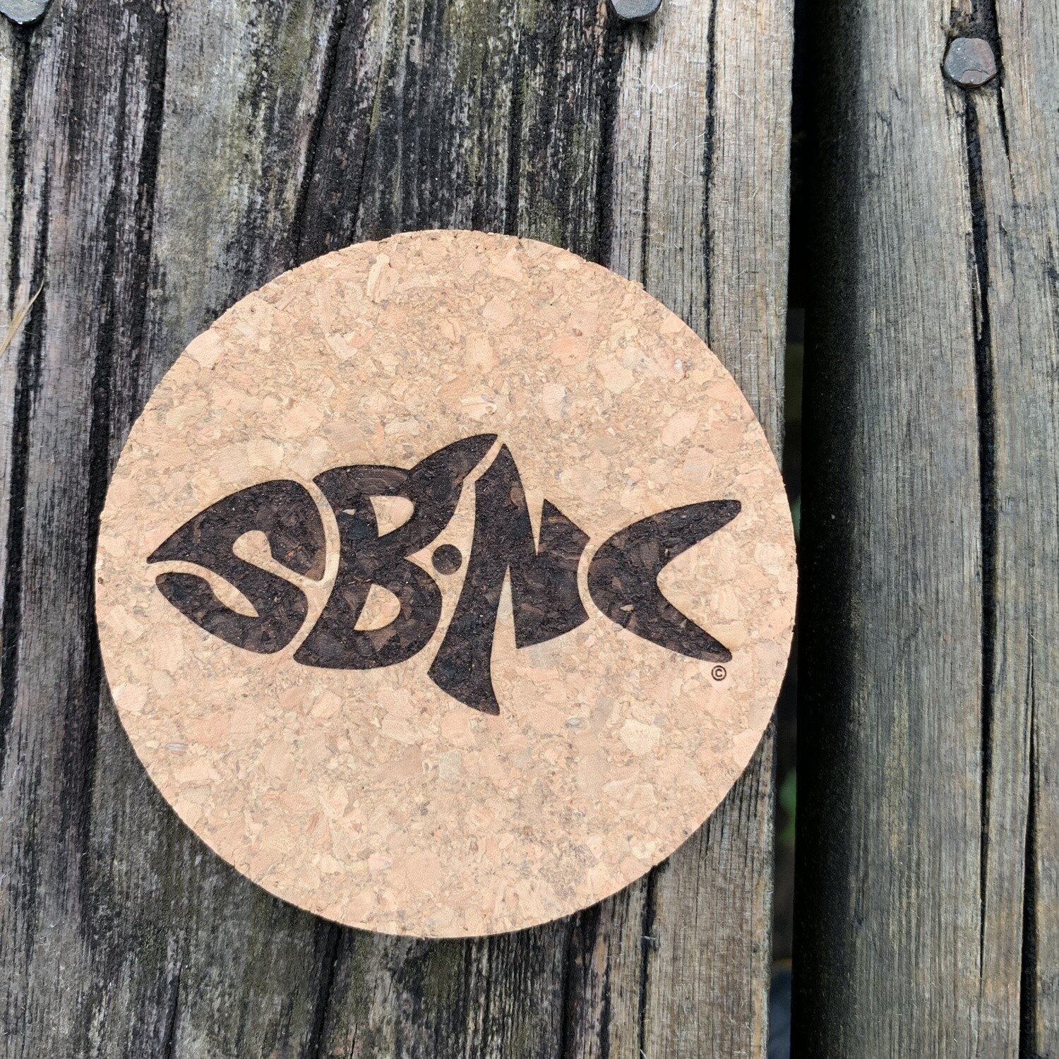 SBNC FISH ROUND CORK COASTER
