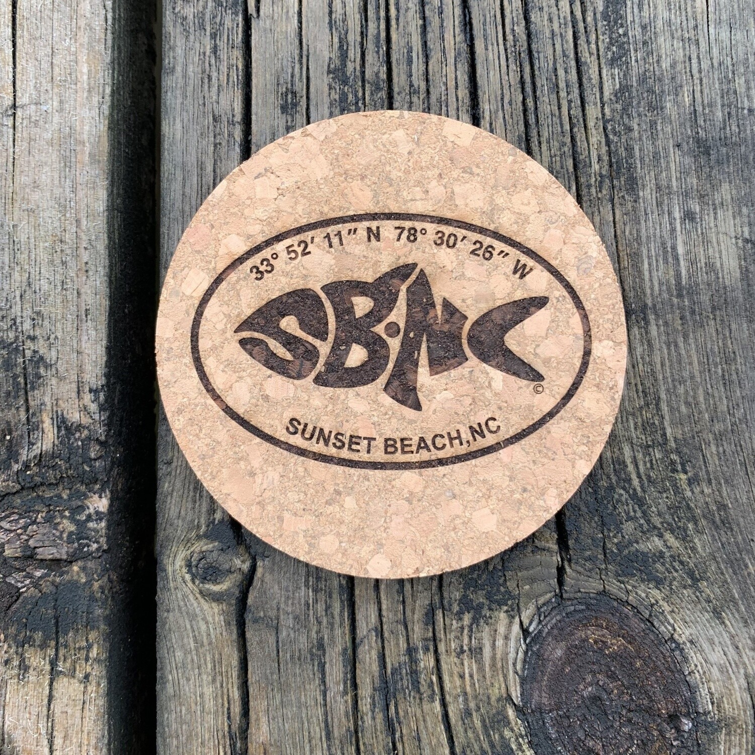 SBNC FISH OVAL ROUND CORK COASTER