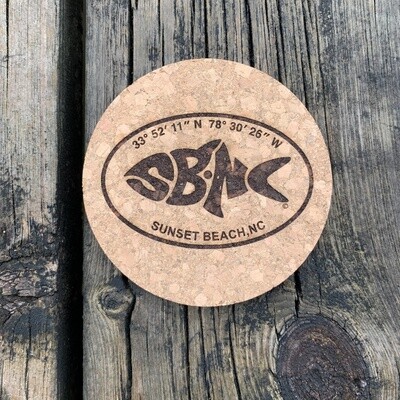 SBNC FISH OVAL ROUND CORK COASTER