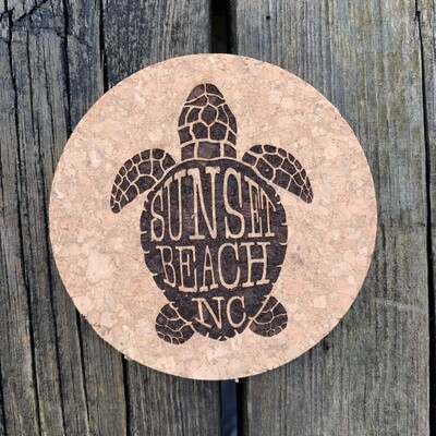 SBNC TURTLE SHELL ROUND CORK COASTER