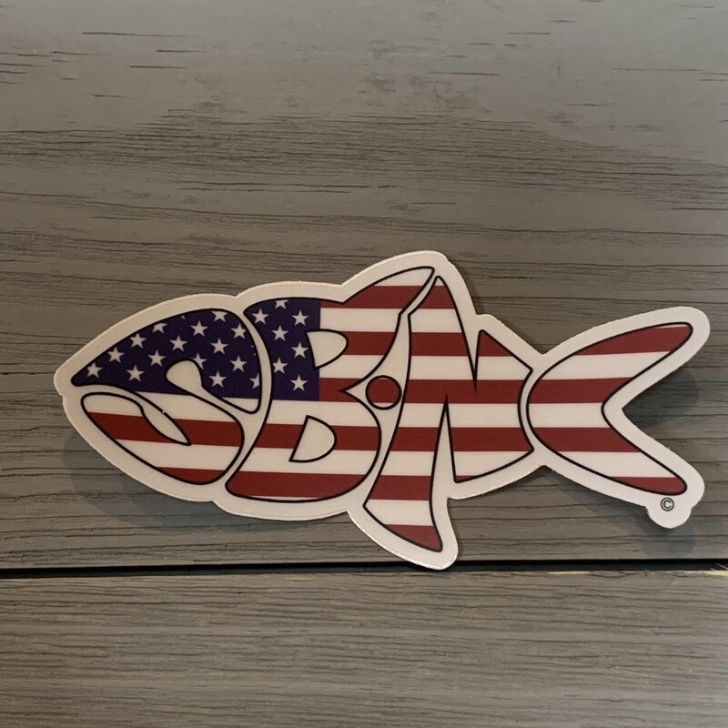 STICKER (L) SBNC FISH USA CLEAR