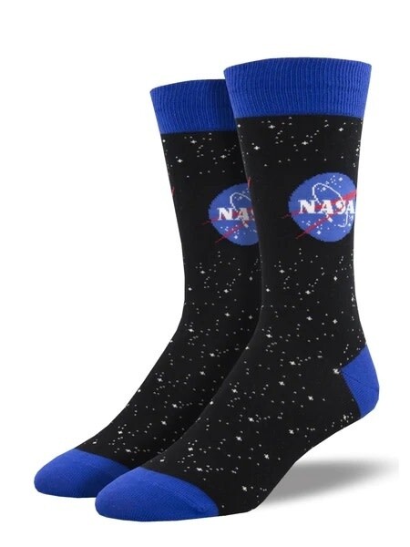 NASA LOGO BLACK MENS SOCKS