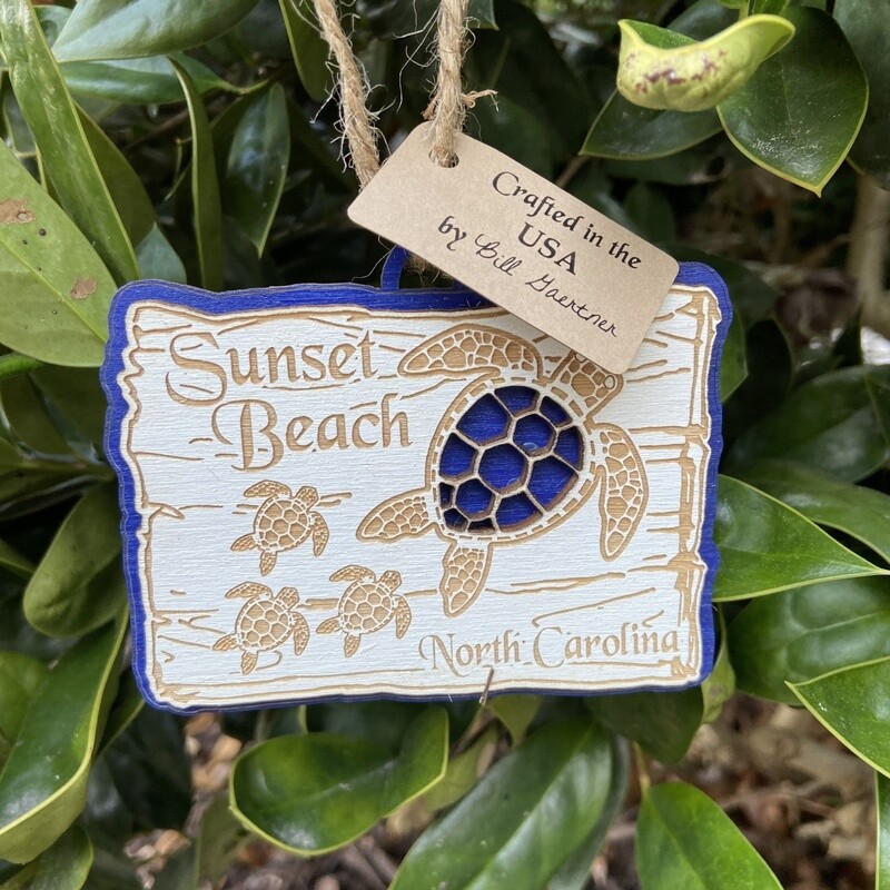 TURTLE FAMILY SIGN ORNAMENT (COBALT)