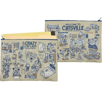 ZIPPER FOLDER CRAZY CAT LADY