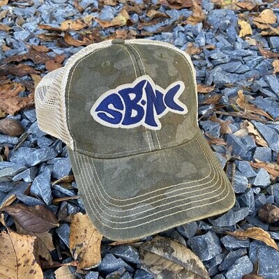 SBNC FISH OFA TRUCKER CAP GREEN CAMO