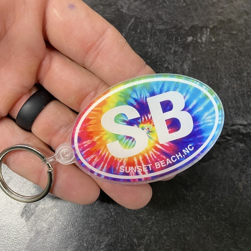 SB OVAL RAINBOW TIE-DYE KEYRING