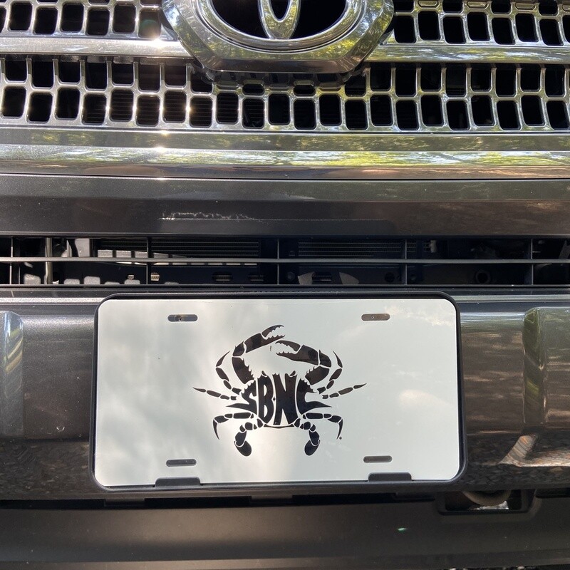 SBNC CRAB BLACK ON WHITE LICENSE PLATE