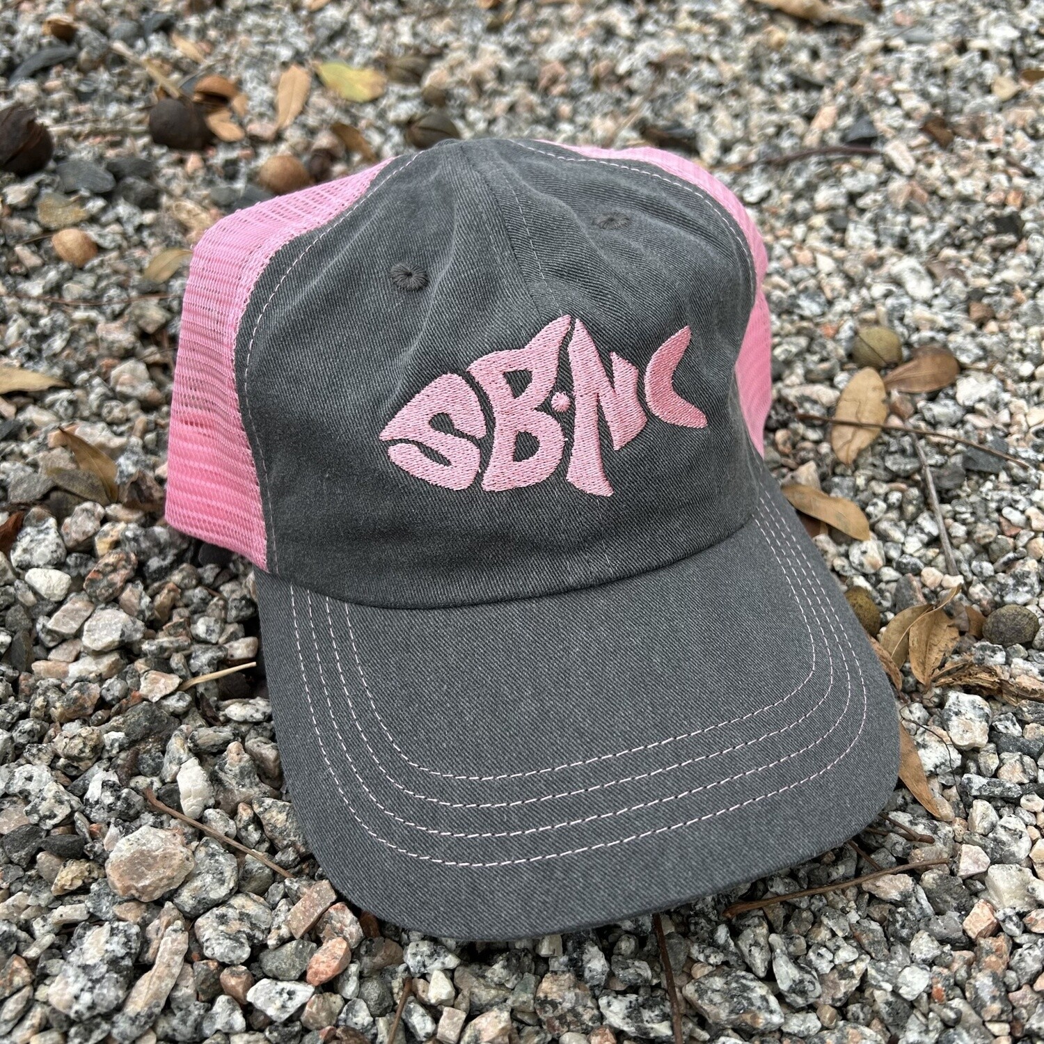 SBNC FISH GRAY W/NEON PINK MESH TRUCKER CAP
