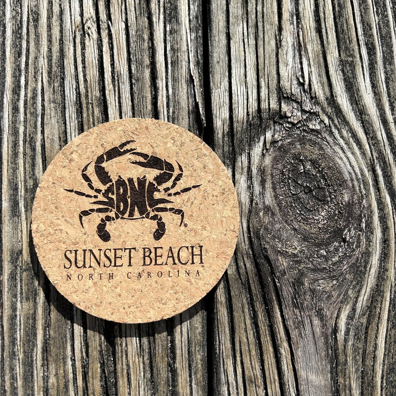 SBNC CRAB CLASSIC ROUND CORK COASTER