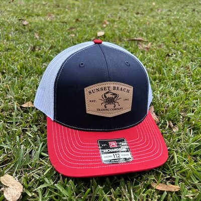 SBNC CRAB BADGE LEATHER PATCH CAP NAVY/WHITE/RED