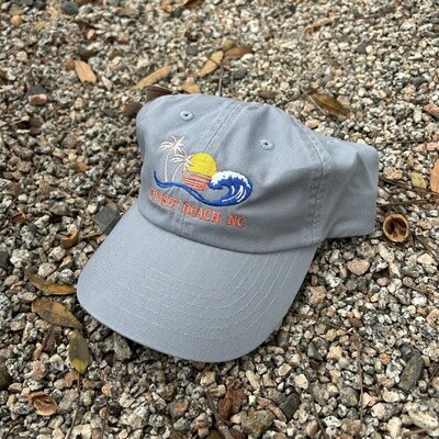 PALM-SUN-WAVE VELCRO CLOSURE STONE BLUE CAP