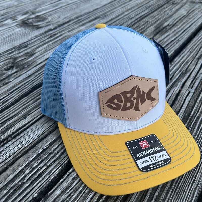 SBNC FISH HEX PATCH CAP WHT/CBLU/YELLOW