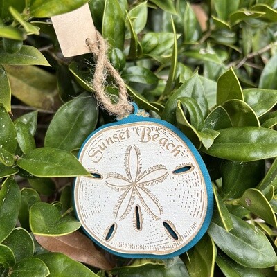 LRG SAND DOLLAR ORNAMENT (TURQUOISE)