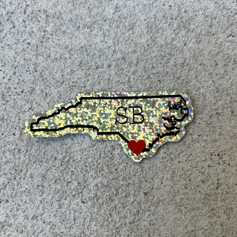 STICKER (S) SUNSET BEACH IN NC W/HEART &amp; GLITTER